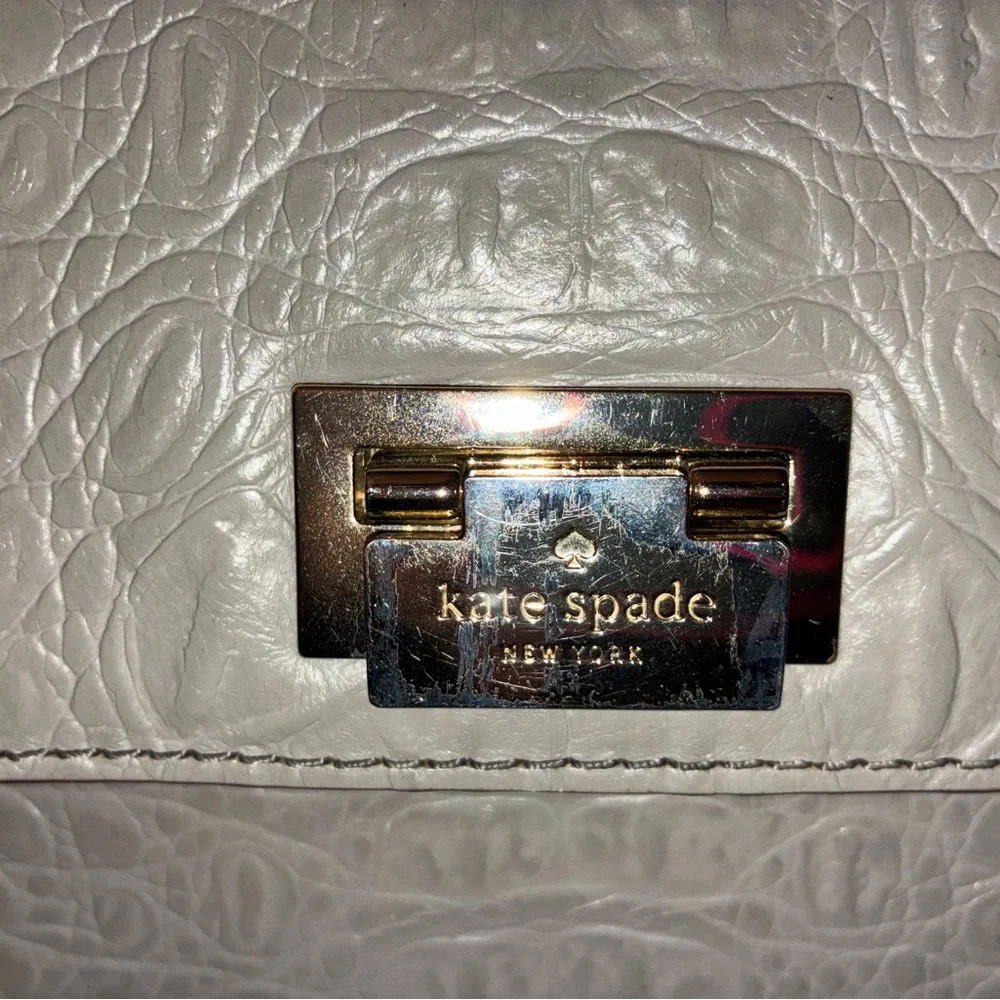 Kate Spade Croc-Embossed Gray Shoulder Bag- Orchid Valley Doris satchel